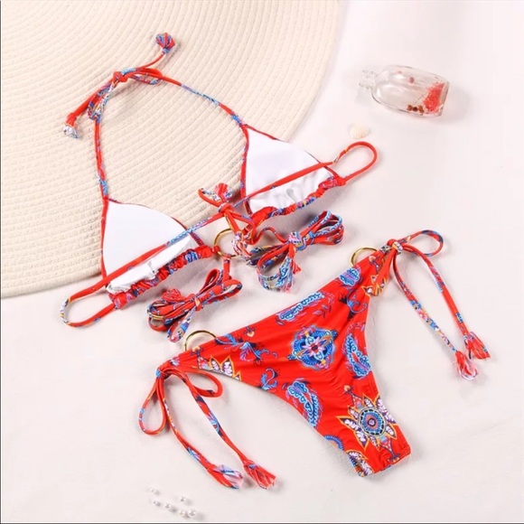 Gold Ring Paisley Multi Wrap Tie Bikini - Picture 3 of 3